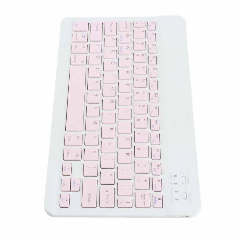 10 Inch Bluetooth Keyboard and Mouse Combo, Ultra Thin Quiet USB Charging DPI Adjustable(Pink)