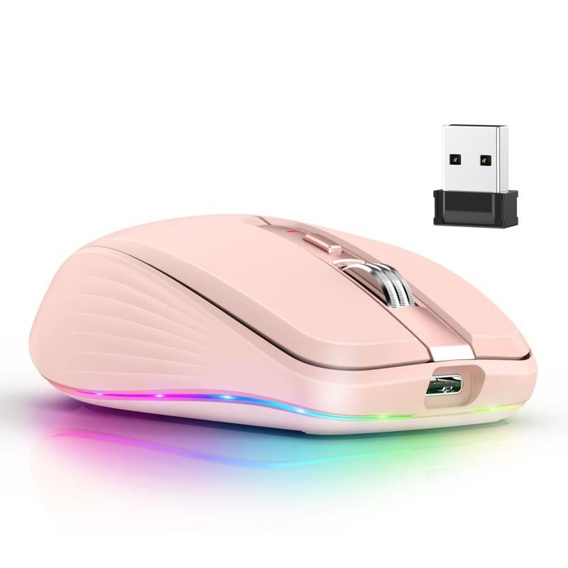 2.4G+BT5.1 Dual-mode Wireless Gaming M,Ergonomic Design 4-gear Adjustable DPI(Pink)