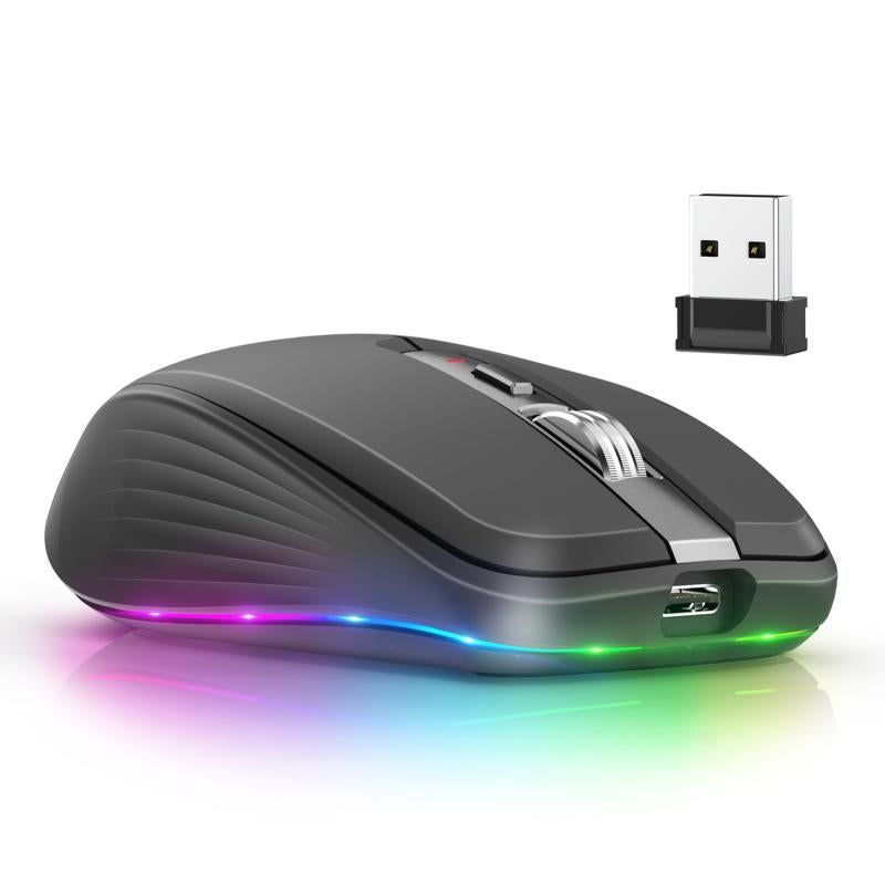 2.4G+BT5.1 Dual-mode Wireless Gaming M,Ergonomic Design 4-gear Adjustable DPI(Black)