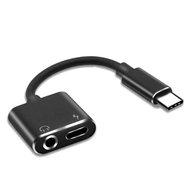 2-in-1 USB-C Charging 3.5mm Audio Adapter Converter For Type-C Android Smartphones(Black)