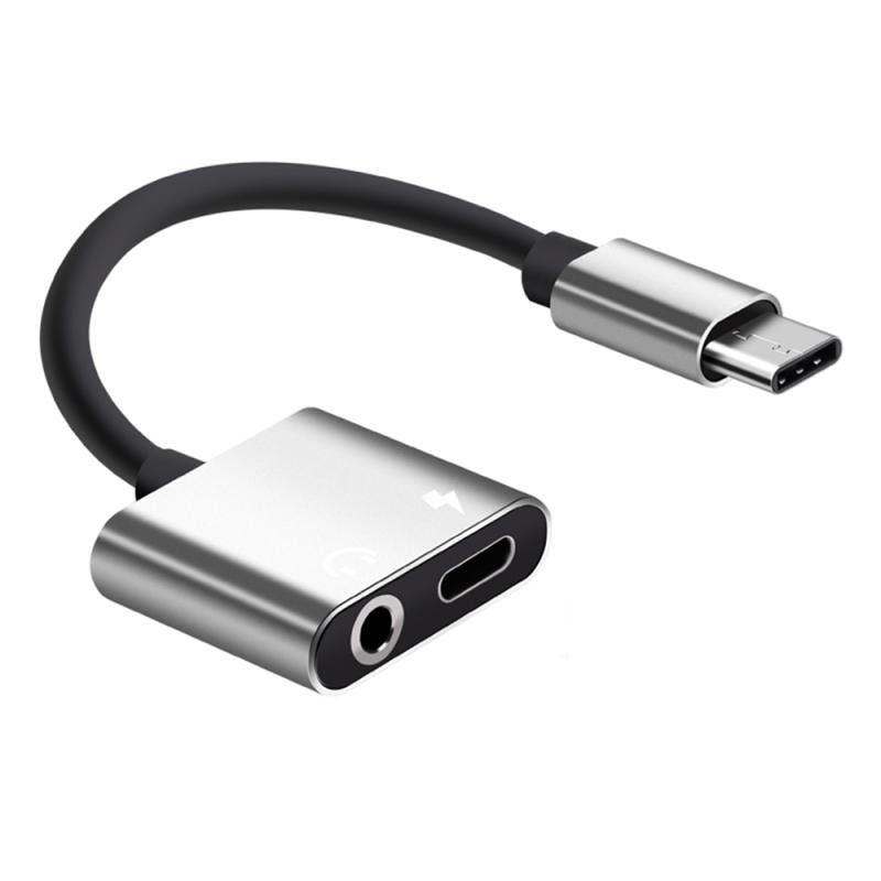 2-in-1 USB-C Charging 3.5mm Audio Adapter Converter For Type-C Android Smartphones(Silver)