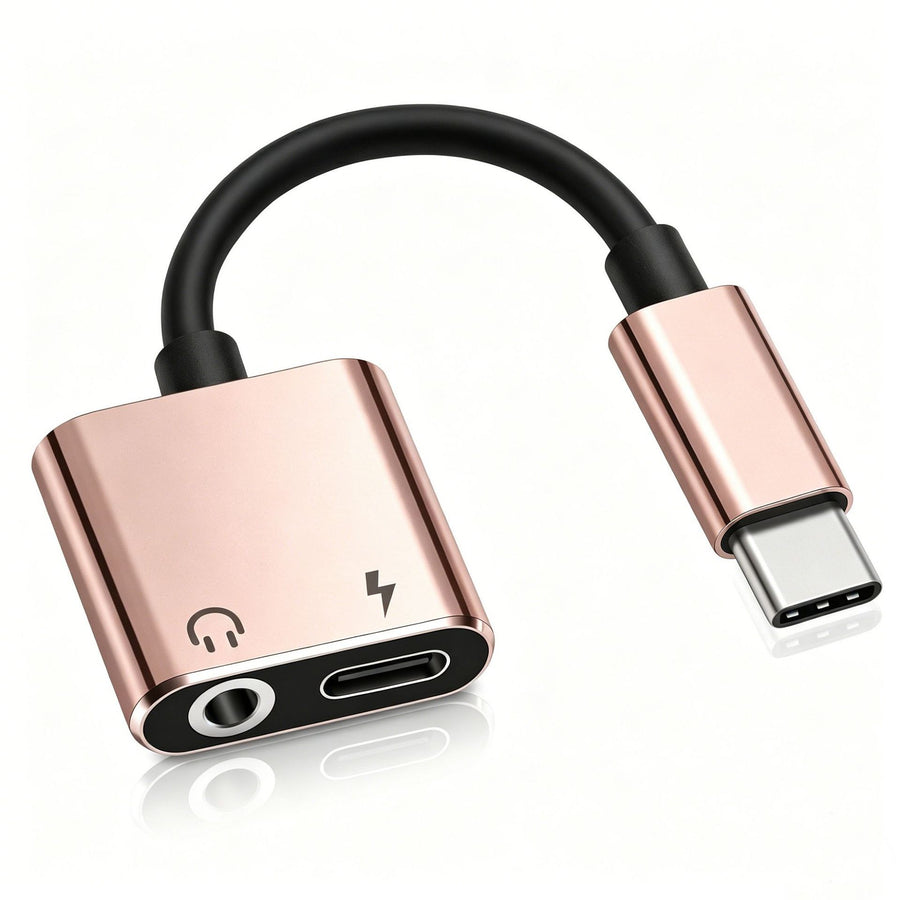 2-in-1 USB-C Charging 3.5mm Audio Adapter Converter For Type-C Android Smartphones(Pink)