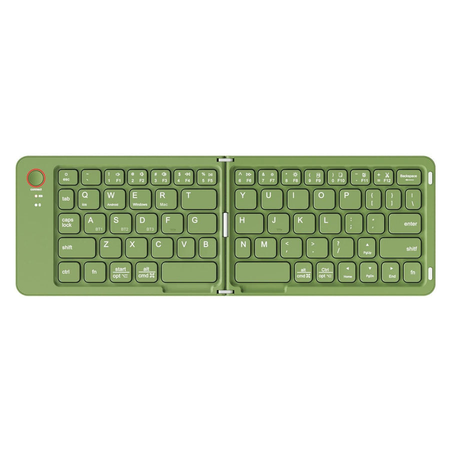 Foldable Bluetooth Keyboard B023 Dual Fold Portable Keyboard 3 Device Connection Green