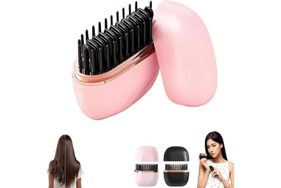 2-in -1 Mini Wireless Straightening Hair Comb - pink