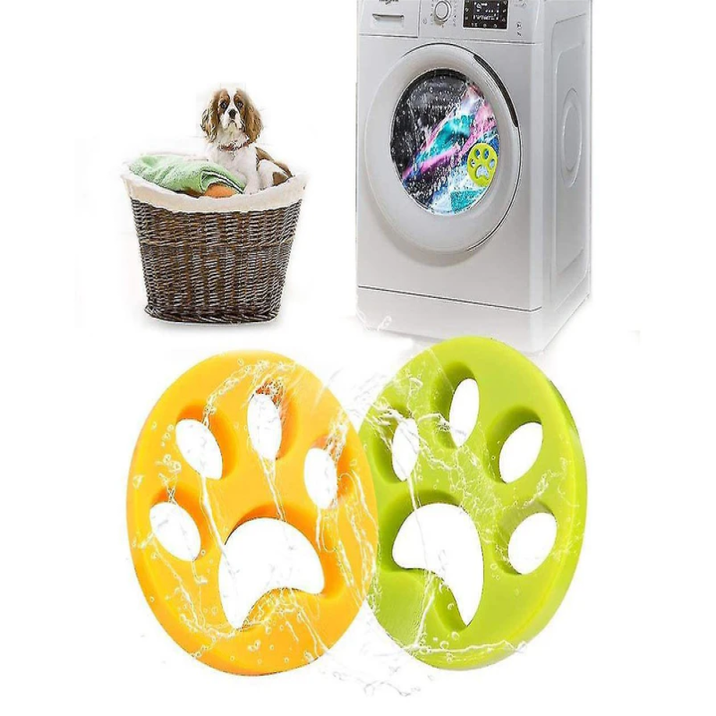 2PCS Pet Hair Remover, Cat Dog Fur Catcher for Laundry Washing Machine (green&orange)