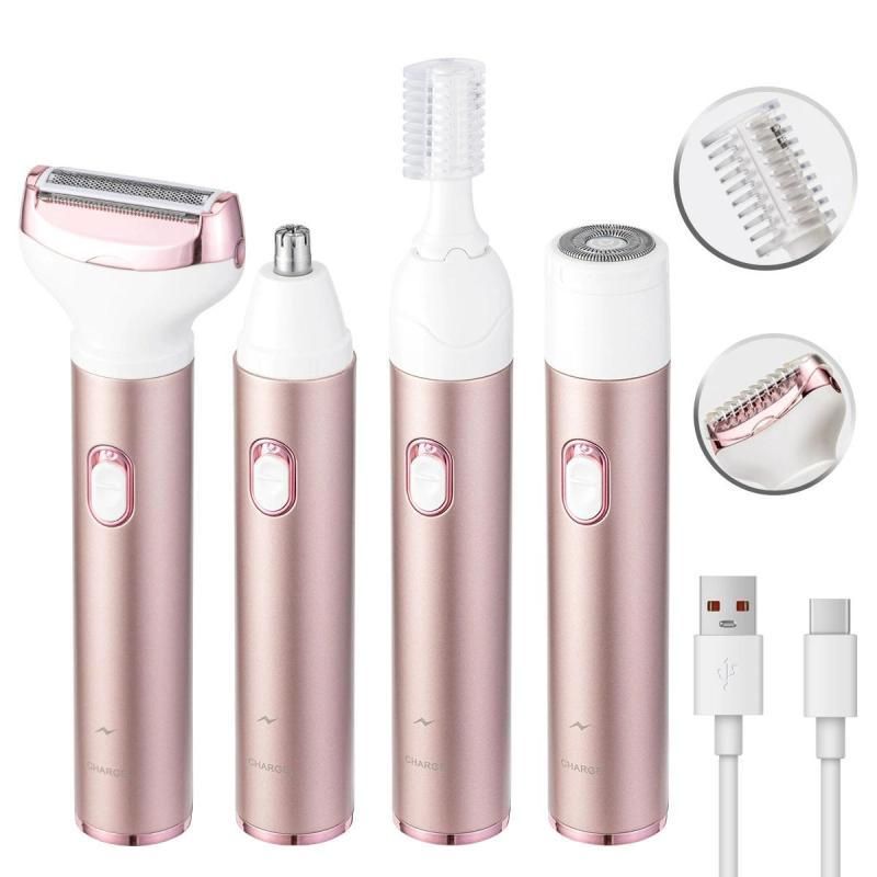 4-in-1 Electric Lady Shaver Kit for Women, Waterproof Bikini, Nose & Eyebrow Trimmer
