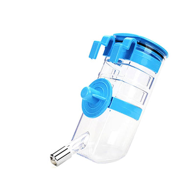 Hanging Pet Water Bottle 350ML Cage Mounted Feeder with Steel Ball Nozzle - Blue