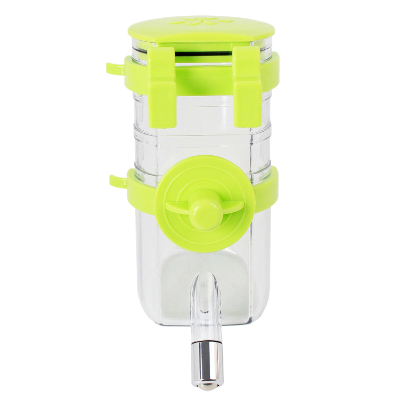 Hanging Pet Water Bottle 350ML Cage Mounted Feeder with Steel Ball Nozzle - Green