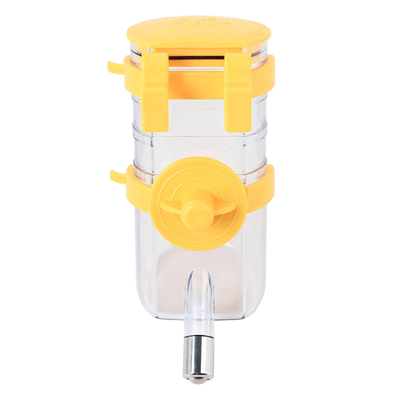 Hanging Pet Water Bottle 350ML Cage Mounted Feeder with Steel Ball Nozzle - Yellow