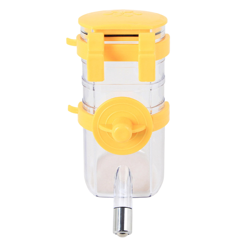 Hanging Pet Water Bottle 350ML Cage Mounted Feeder with Steel Ball Nozzle - Yellow