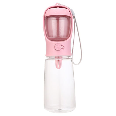 2-in-1 Dog Water and Food Cup for Outdoor Use Portable Detachable 550ML Water Food Cup Pink
