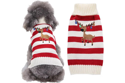 Christmas Pet Sweater Warm Deer Pattern Dog Cat Winter Outfit - L