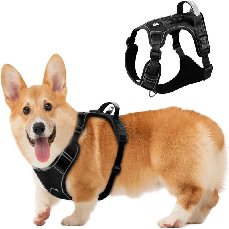 Dog Chest Harness, Adjustable Breathable Reflective Soft Vest Anti-Pull Night Strap - S