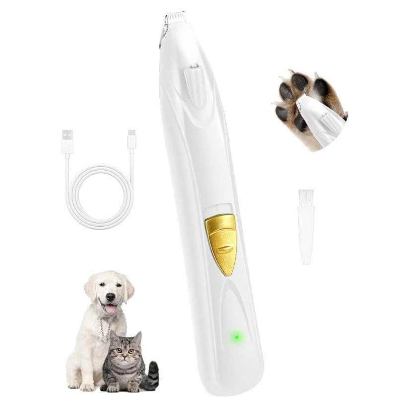 Dog Hair Clipper and Trimmer, Small Dog Wireless Beauty Kit, With Led Lights(White)