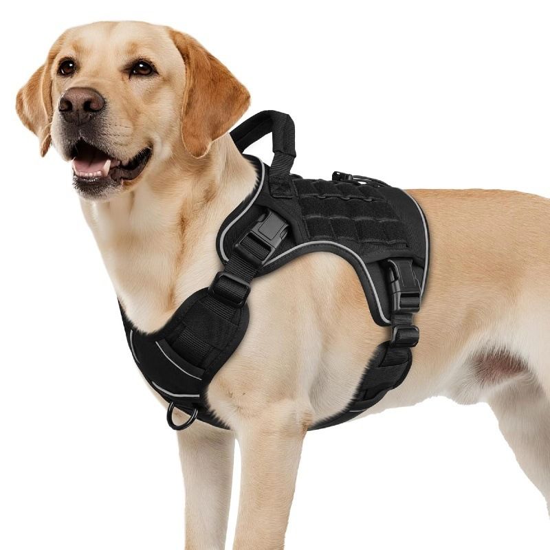 Dog Harness Large Dog No Pull Reflective Adjustable Pet Vest with Handle - Black XL