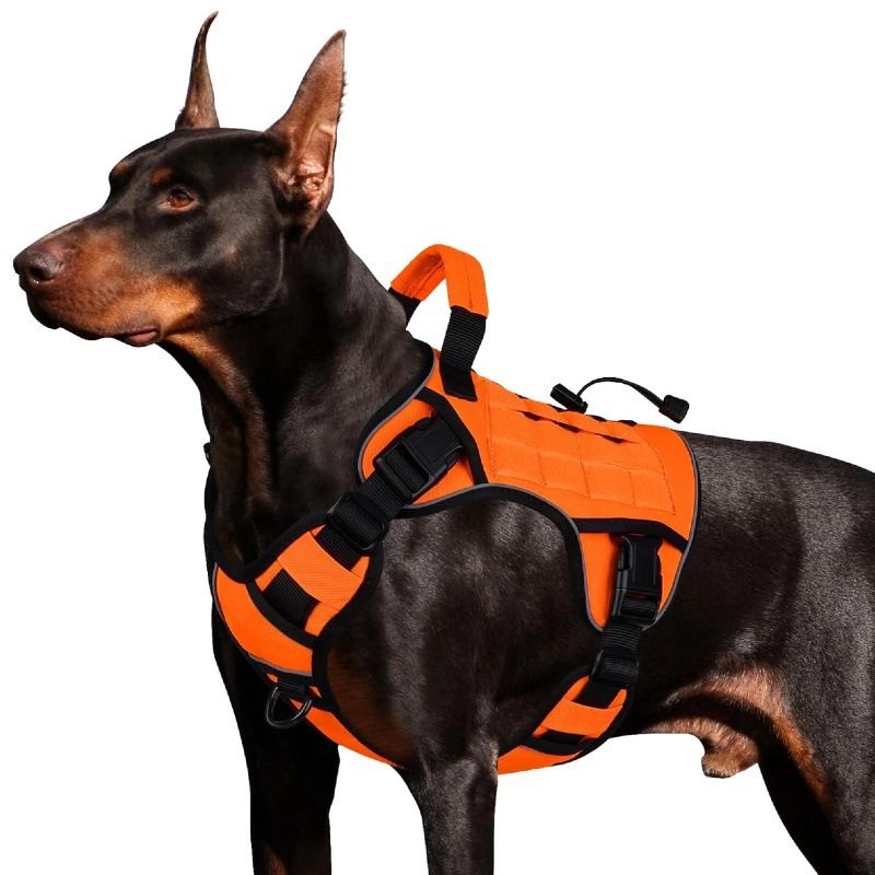 Dog Harness Large Dog No Pull Reflective Adjustable Pet Vest with Handle - Orange S