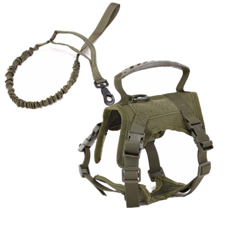 Escape Proof Cat Harness & Leash Set Adjustable Mesh Vest with Handle for Outdoor Walking - Army Green