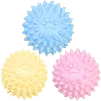 3Pcs Colorful TPR Spiky Dog Chew Balls Non Squeaky Tough Teething Toy For Aggressive Chewers Puppies