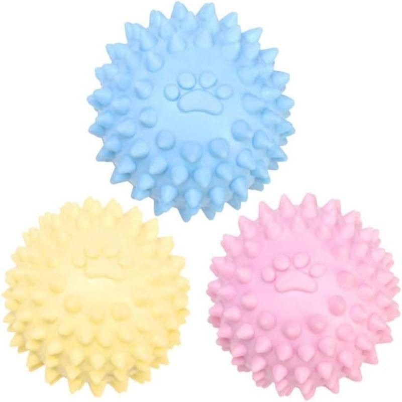 3Pcs Colorful TPR Spiky Dog Chew Balls Non Squeaky Tough Teething Toy For Aggressive Chewers Puppies