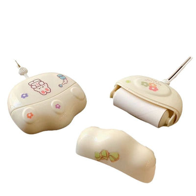 Cream Cat Paw Mini Lint Roller Portable Sticky Roller with 2 Refills
