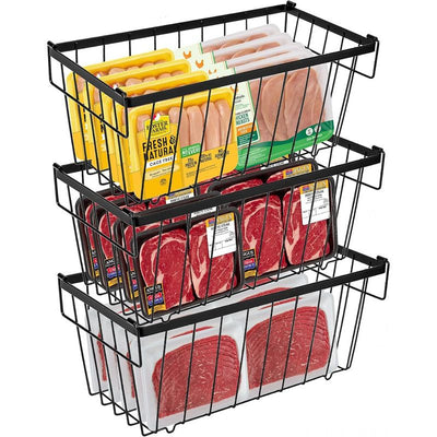3pcsMultifunctional Kitchen Storage Basket, Fridge Organizer for Ice Cream Meatballs, Divided Storage Bin for Bedroom Bathroom Cabinet Sundries-3PCS