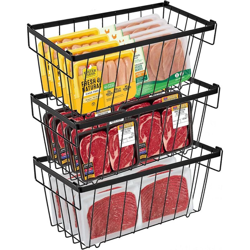 8pcs Multifunctional Kitchen Storage Basket, Fridge Organizer for Ice Cream Meatballs, Divided Storage Bin for Bedroom Bathroom Cabinet Sundries-8PCS
