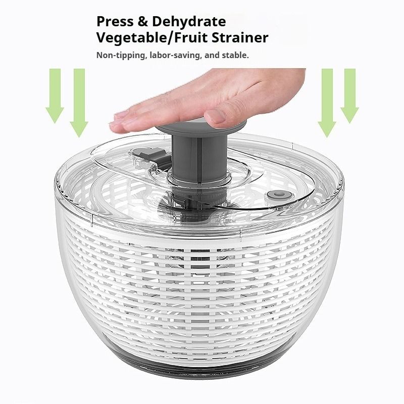 3.6L Press-Type Salad Spinner, Multifunctional Vegetable Dryer, Household Fruit Washer Drain Basket for Fitness Meal Greens