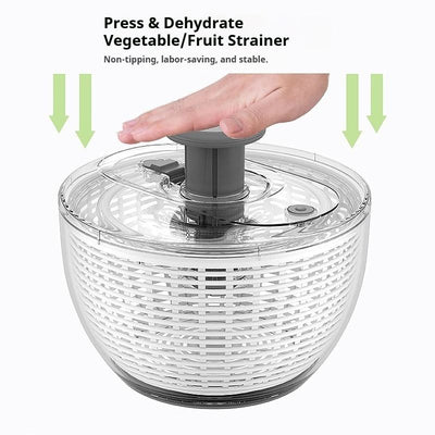 6L Press-Type Salad Spinner, Multifunctional Vegetable Dryer, Household Fruit Washer Drain Basket for Fitness Meal Greens
