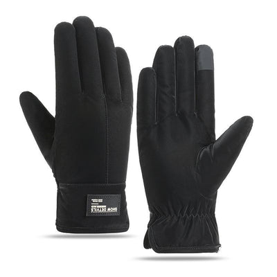 Winter Thick Polar Fleece Touchscreen Gloves, Windproof and Water-Resistant Thermal Gloves for Cycling and Motorcycling, One Pair—Black (One Size Fits All)