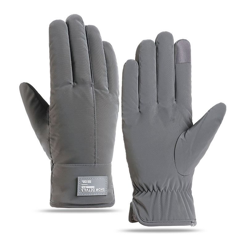 Winter Thick Polar Fleece Touchscreen Gloves, Windproof and Water-Resistant Thermal Gloves for Cycling and Motorcycling, One Pair—Gray (One Size Fits All)