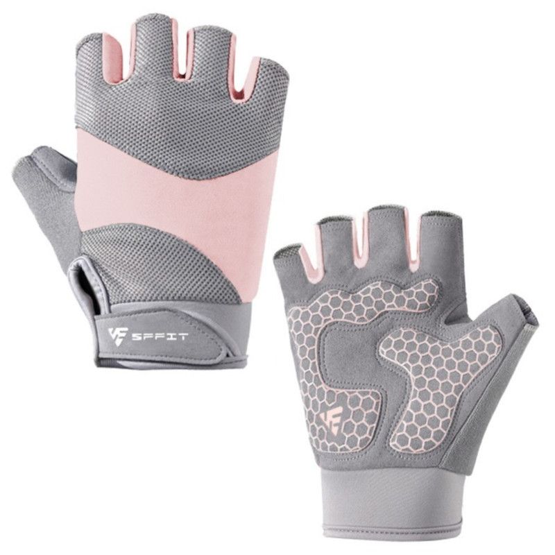 Pink - Size S - Silicone Anti-Slip Half-Finger Workout Gloves, Breathable Shock-Absorbing Gym Gloves for Cycling, One Pair, Unisex