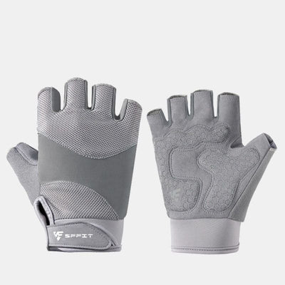 Gray - Size L - Silicone Anti-Slip Half-Finger Workout Gloves, Breathable Shock-Absorbing Gym Gloves for Cycling, One Pair, Unisex