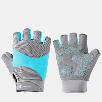 Blue - Size L - Silicone Anti-Slip Half-Finger Workout Gloves, Breathable Shock-Absorbing Gym Gloves for Cycling, One Pair, Unisex