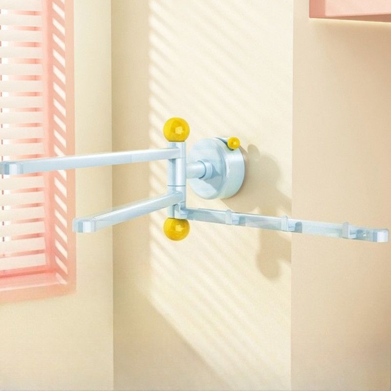 Suction-Mounted Rotatable Towel Rack, Multi-Foldable Kitchen Dishcloth Holder, Multi-Purpose Bathroom Storage Hanger—Blue