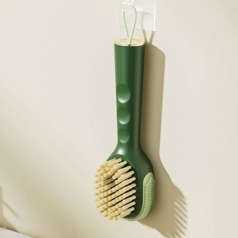 Refillable Liquid Shoe Brush, Soft-Bristle Press-Discharge Laundry Brush for Cleaning Shoes and Clothes—Green