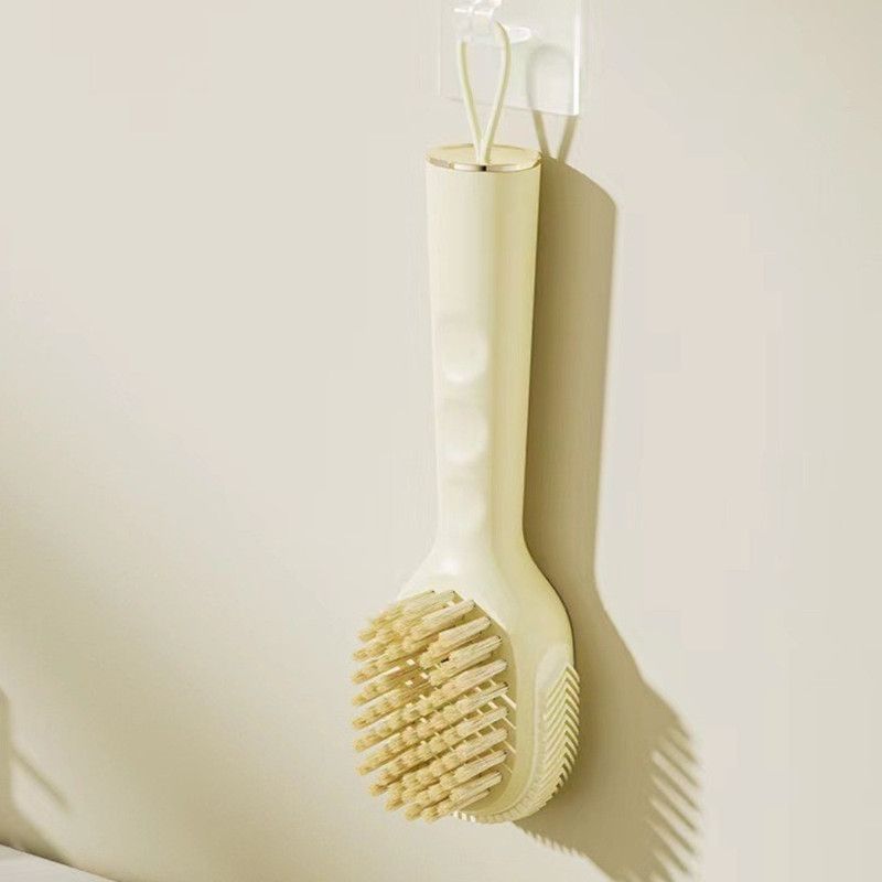 Refillable Liquid Shoe Brush, Soft-Bristle Press-Discharge Laundry Brush for Cleaning Shoes and Clothes—Yellow