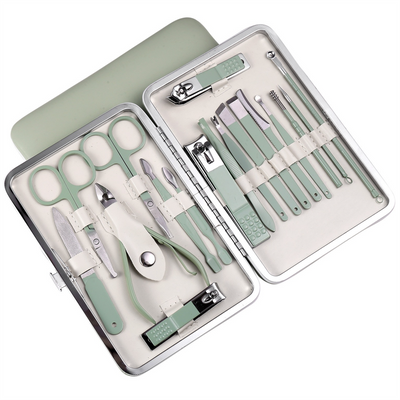18Pcs Stainless Steel Manicure Set, Multi Functional Nail Clipper Cuticle Remover Kit for Home Beauty Care