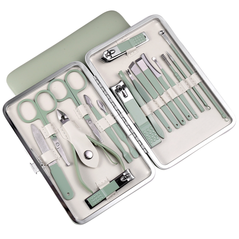 18Pcs Stainless Steel Manicure Set, Multi Functional Nail Clipper Cuticle Remover Kit for Home Beauty Care