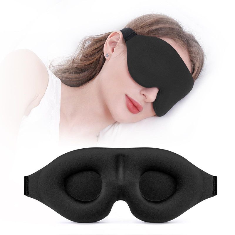 3D Deepened Sleep Eye Mask, Integrated Nose Wing, Full Light-Blocking, Breathable Eye Cover for Naps and Travel—Black