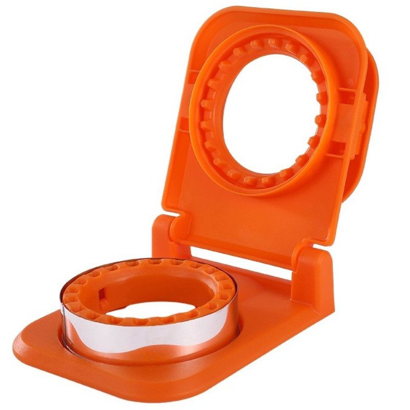 Spring-Assisted Pocket Sandwich Maker, 2-in-1 Stainless Steel Toast Cutter & Sealer for Breakfast—Orange