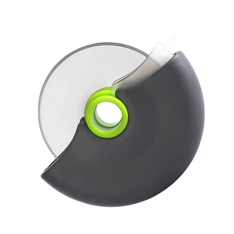 Detachable Stainless Steel Pizza Cutter Wheel with Transparent Protective Cover, Kitchen Baking Slicer Tool—Green