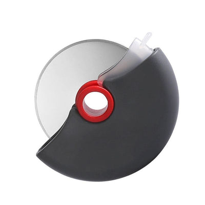 Detachable Stainless Steel Pizza Cutter Wheel with Transparent Protective Cover, Kitchen Baking Slicer Tool—Red