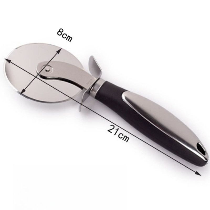 8cm Large Stainless Steel Pizza Cutter Wheel with Hand Guard, Anti-Slip Handle Baking Slicer