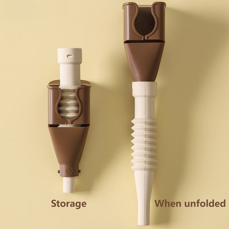 Bendable Silicone Long Oil Funnel, Clip-On Universal Oil Dispenser, Multi-Purpose Kitchen Transfer Funnel—Brown