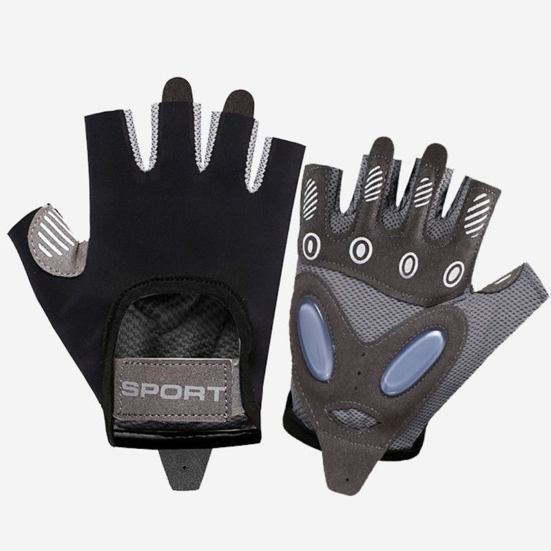 Black - Size M - Women's Ice Silk Half-Finger Fitness Gloves, Silicone Shock-Absorbing, Anti-Slip, Breathable Sports Gloves