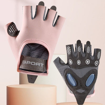 Pink - Size S - Women's Ice Silk Half-Finger Fitness Gloves, Silicone Shock-Absorbing, Anti-Slip, Breathable Sports Gloves