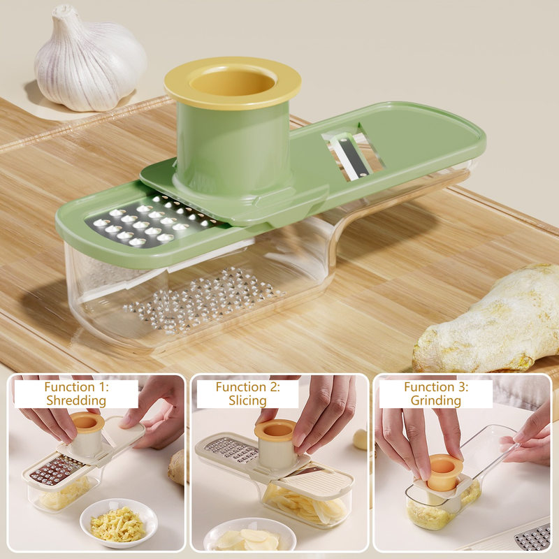 3-in-1 Multi-Functional Stainless Steel Slicer, Shredder, and Grinder—Green