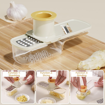 3-in-1 Multi-Functional Stainless Steel Slicer, Shredder, and Grinder—White