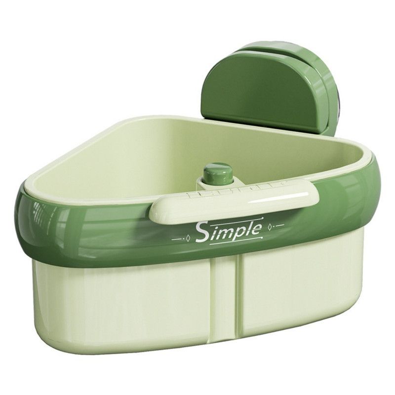 Suction Triangle Sink Drain Basket, Press-On Lid Kitchen Food Residue Filter, Detachable Sink Storage Rack—Green