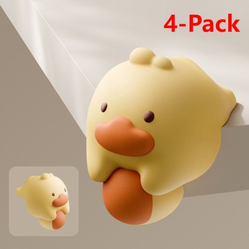 4-Pack Cartoon Animal Corner Guards, Safety Table Edge Protectors, Self-Adhesive PVC Anti-Collision Corner Pads—Yellow